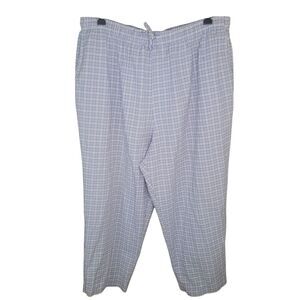 Alfred Dunner Boca Raton Lilac & white Plaid Capri pants elastic waist 20W